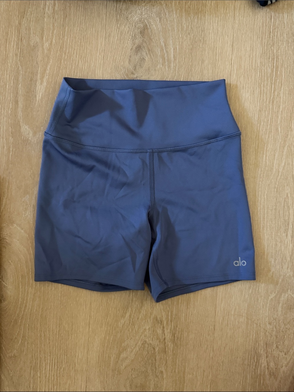 ALO Yoga Steel Blue High-Rise Bike Shorts